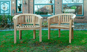 garten loungesessel halbrund aus teakholz
